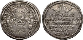 GERMANY. Frankfurt. Silver pattern strike from the dies of 1/2 Ducat (1658). Coronation of Leopold I as Holy Roman Emperor