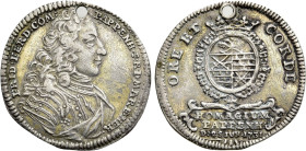 GERMANY. Pappenheim.  Friedrich Ferdinand (1731-1793). Silver pattern strike from the dies of Ducat (1731). Homage to the city of Pappenheim