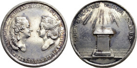 GERMANY. Brandenburg-Preußen. Friedrich Wilhelm with Luise Ulrike (1786-1797). Silver Medal. Founding of the Swedish Academy of Science. Restrike