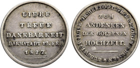 GERMANY. Hessen-Darmstadt. Ludwig I (1806-1830). Silver Medal (1827). Commemorating the Golden Wedding