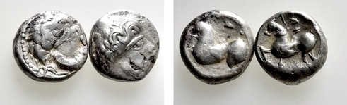 2 Celtic Tetradrachms (Reverse of the better one slightely tooled). 

Obv: .
...