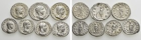 7 Roman Coins; Julia Soemias, Maximinus Thrax etc