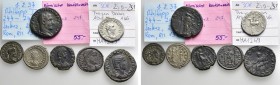 7 Roman Coins; Vetranio, Aelia Flaccilla, Vaballathus etc