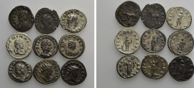 9 Antoniniani; Gallienus, Salonina etc