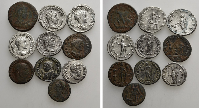 10 Roman Coins. 

Obv: .
Rev: .

. 

Condition: See picture.

Weight: g...