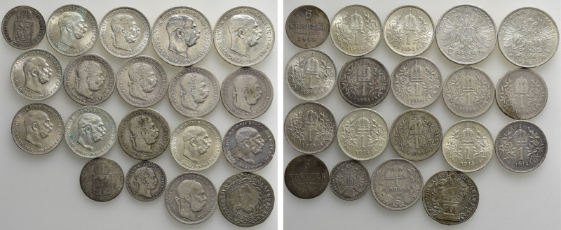 19 Silver Coins of the Austrian Empire / House Habsburg / Hungary; Maria Theresi...