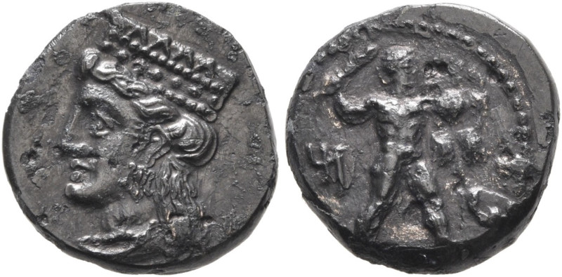 Cyprus, Kition, Melekiathon, 392 - 362 BC
AE Chalkous, 14mm, 1.82 grams
Obvers...