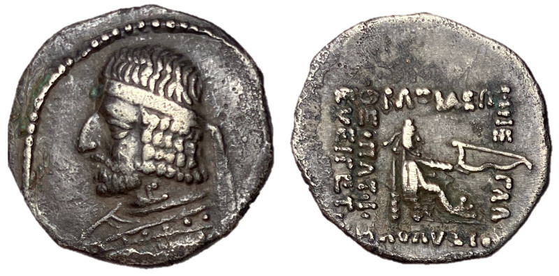 Kings of Parthia, Arsakes XVI, 78 - 61 BC
Silver Drachm, Margiane Mint, 20mm, 3...