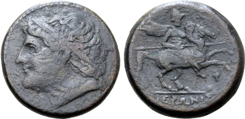 Sicily, Syracuse, Hieron II, 275 - 215 BC, AE Hemilitron, 27mm, 17.52 grams
Obv...