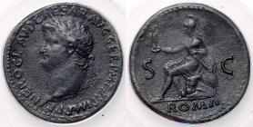 Nero, 54 - 68 AD, Sestertius with Roma, ANACS VF 20
