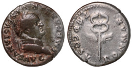 Vespasian, 69 - 79 AD, Silver Denarius with Winged Caduceus