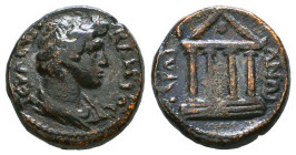 Lydia, Sardeis, 69 - 79 AD, AE16, Senate and Temple, Rare