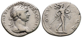 Trajan, 98 - 117 AD, Silver Denarius with Mars