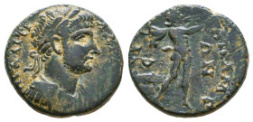 Hadrian, 117 - 138 AD, AE17 of Apameia with Marsyas Playing Double Flute