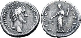 Antoninus Pius, 138 - 161 AD, Silver Denarius with Aequitas