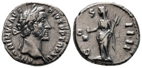 Antoninus Pius, 138 - 161 AD, Silver Denarius with Vesta