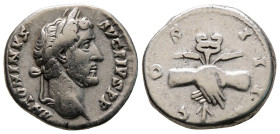 Antoninus Pius, 138 - 161 AD, Silver Denarius with Clasped Hands