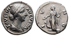 Faustina Jr., 161 - 176 AD, Silver Denarius with Juno