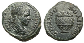 Caracalla, 198 - 217 AD, AE Assarion of Trajanopolis, Basket of Fruit