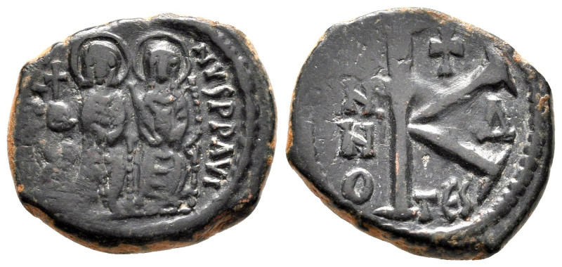 Justin II with Sophia, 565 - 578 AD
AE Half Follis, Thessalonica Mint, 21mm, 5....