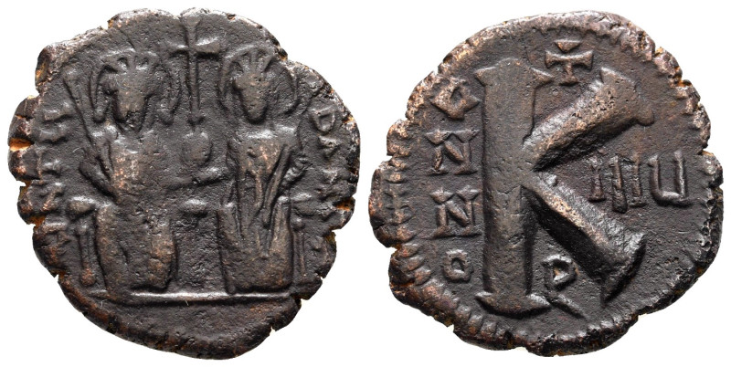 Justin II with Sophia, 565 - 578 AD
AE Half Follis, Theoupolis Mint, 24mm, 5.89...