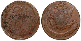 Russian Empire, Catherine II, 5 Kopeks, 1770 EM, 43mm, 41.00 grams