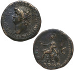 Neron (54-68 d.C). Roma. Dupondio. Ae. 15,30 g. Roma sentada a izquierda. MBC+. Est.160.