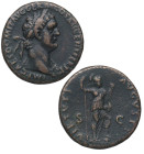 87 d.C. Domiciano. Roma. As. Ae. 12,38 g. Busto laureado de Domiciano a la derecha: IMP.CAES.DOMIT.AVG.GERM.COS.XIII.CENS. /Virtud en pie a la izquier...