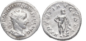 238-244 d.C. Gordiano III (238-244 d.C). Roma. Antoniniano. Ve. 3,49 g. IMP GORDIANVS AVG /VIRTVTI AVGVSTI. Hércules apoyado en clava a derecha. Atrac...