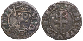 Jaime I (1213-1276) de Aragón. Jaca (Huesca). Dinero. Ve. 0,92 g. IACOBVS ⠅REX Cross MBC. Est.30.