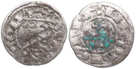 Jaime I (1213-1276) de Aragón. Jaca (Huesca). Dinero. Ve. 1,05 g. IACOBVS ⠅REX Cross MBC. Est.30.