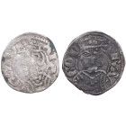 Jaime I y II de Aragón. Jaca y Sariñena (Huesca). 2 monedas Dinero. Ve. 0,82 g. IACOBVS ⠅REX Cross MBC. Est.30.