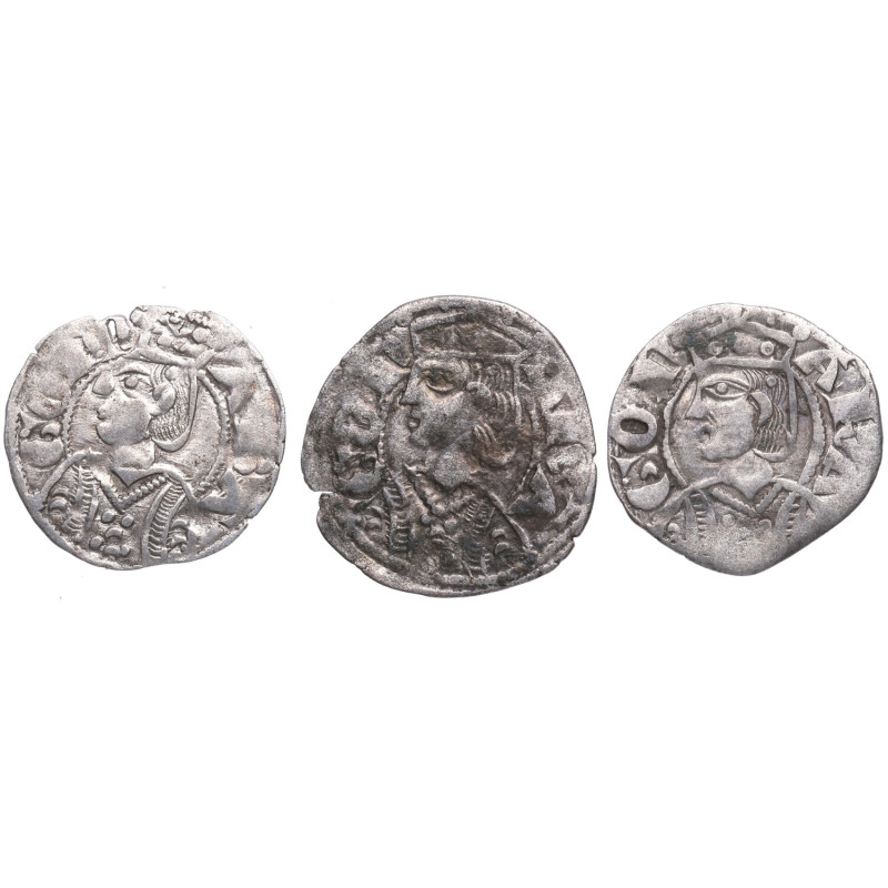 Jaime II de Aragón (1291-1327). Sariñena (Huesca). 3 monedas Dinero. Ve. 0,82 g....