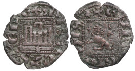 1369-1379. Enrique II (1369-1379). Coruña. Dinero. Ve. 0,67 g. Escasa. MBC+. Est.40.