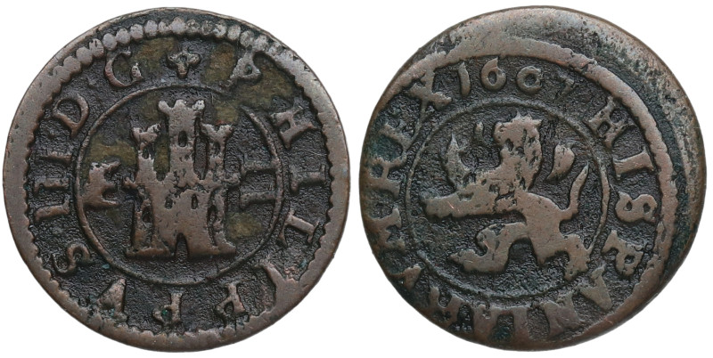 1607. Felipe III (1598-1621). Segovia. 2 Maravedís. A&C 192. Ve. 1,42 g. MBC-. E...