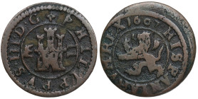 1607. Felipe III (1598-1621). Segovia. 2 Maravedís. A&C 192. Ve. 1,42 g. MBC-. Est.35.