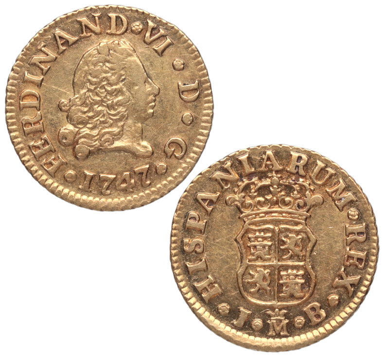 1747. Fernando VI (1746-1759). Madrid. 1/2 escudo. JB. A&C 548. Au. 1,78 g. EBC-...