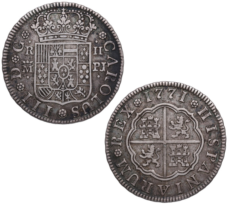 1771. Carlos III (1759-1788). Madrid. 2 reales. PJ. A&C 620. Ag. 5,75 g. Atracti...