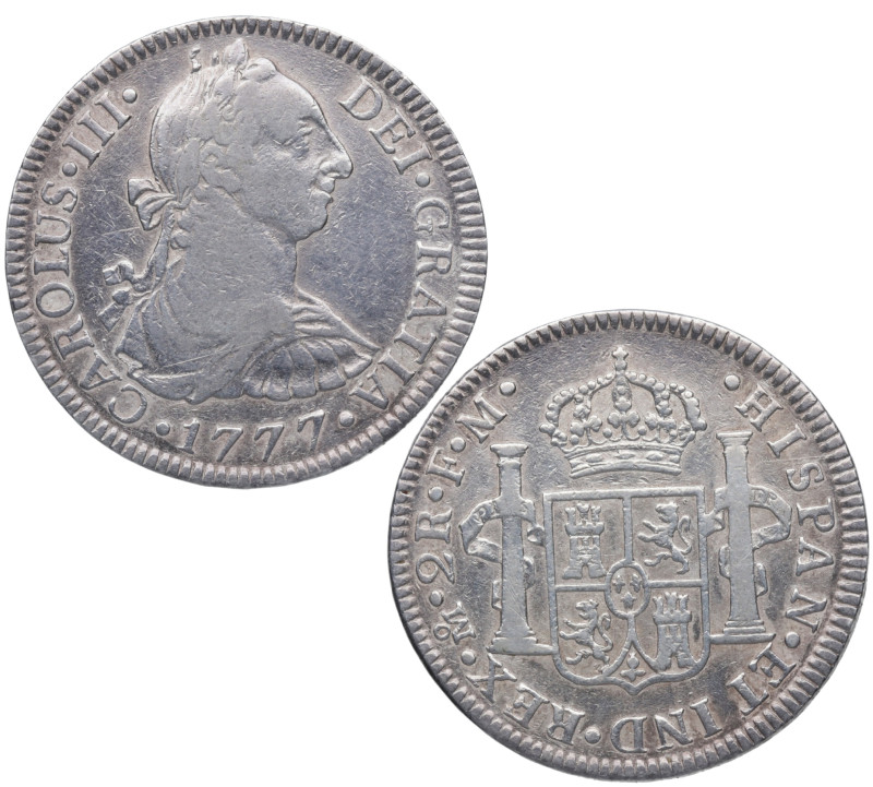 1777. Carlos III (1759-1788). México. 2 reales. FM. A&C 663. Ag. 6,63 g. MBC+. E...