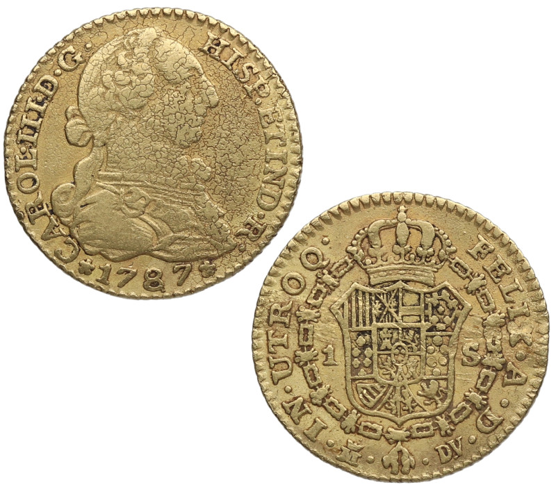 1787. Carlos III (1759-1788). Madrid. 1 Escudo. DV. A&C 1370. Au. 3,36 g. Atract...