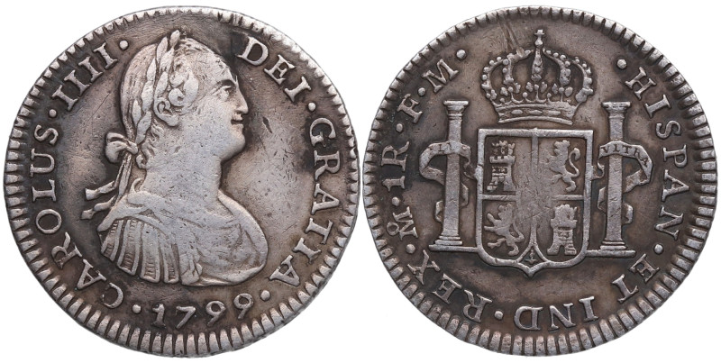 1799. Carlos IV (1788-1808). México. 1 Real. FM. A&C 441. Ag. 3,35 g. MBC. Est.6...