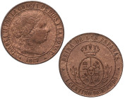 1867. Isabel II (1833-1868). Segovia. 1 Céntimo de Escudo. CM. A&C 226. Ae. 2,56 g. SC-. Est.100.