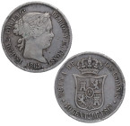 1865. Isabel II (1833-1868). Madrid. 40 Céntimos de Escudo. A&C 500. Ag. 5,10 g. MBC. Est.24.