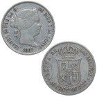 1867. Isabel II (1833-1868). Madrid. 40 Céntimos de Escudo. A&C 502. Ag. 5,08 g. MBC. Est.24.