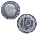 1959. Franco (1939-1975). 10 Céntimos. A&C 16. ERROR: repintada. PROOF. Est.10.