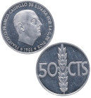 1966*73. Franco (1939-1975). 50 Céntimos. A&C 37. Al. ERROR: repintada. PROOF. Est.10.