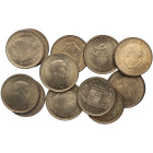 1963*64 a *66, 1966*67 a *75. Franco (1939-1975). 12 monedas de 1 Peseta. Al-Cu. Seleccionadas. SC. Est.30.
