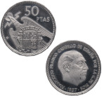 1957*75. Franco (1939-1975). 50 Pesetas. A&C 115. Ni. Procedente cartera numismatica FNMT. PROOF. Est.20.