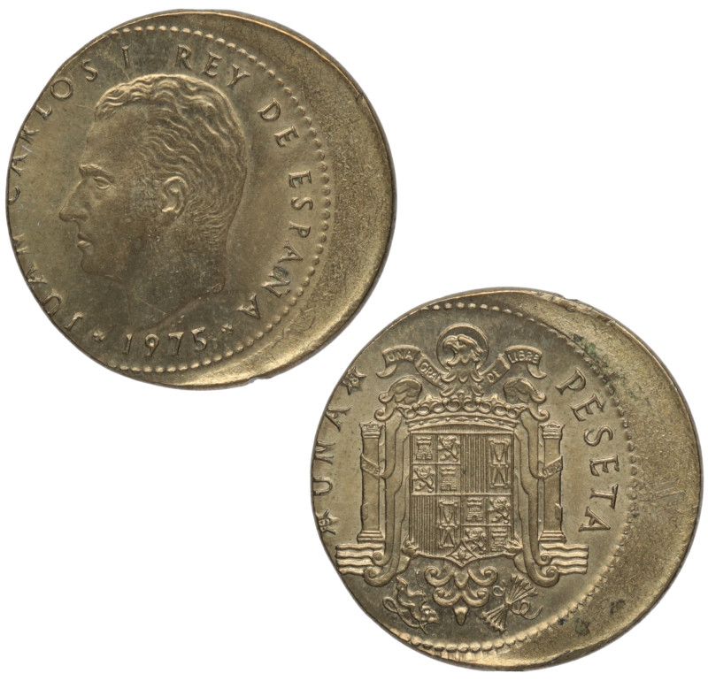 1975*78. Juan Carlos I (1975-2014). 1 Peseta. A&C 5. Al-Cu. Error: Acuñación des...