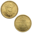 1962. Venezuela. 5 Bolívares. Au. 1,55 g. CACIQUES DE - VENEZUELA/MARA /CACIQUES / DE / VENEZUELA / SIGNO XVI/ LEY 900 / INTER . CHANGE BANK .SUIZA. B...